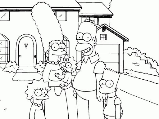 Dibujo de Lindo Familia los Simpsons para Colorear