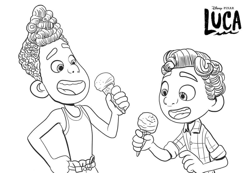 Dibujo de Alberto con Luca para Colorear