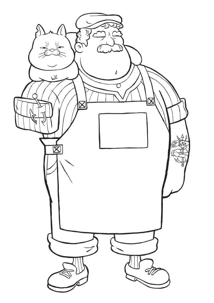 Dibujo de Massimo Marcovaldo y el Gato Machiavelli para Colorear