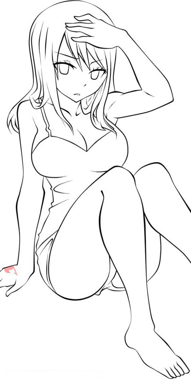 Dibujo de Lucy Anime Lineart para Colorear