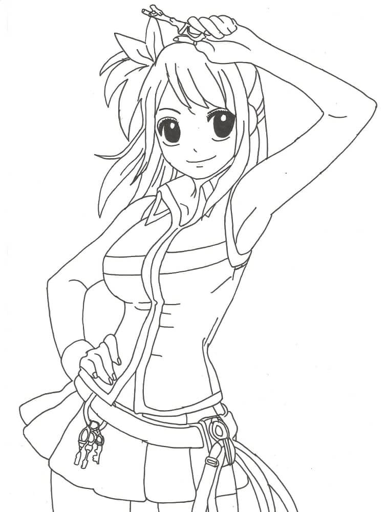 Dibujo de Lucy Heartfilia Sonriendo para Colorear