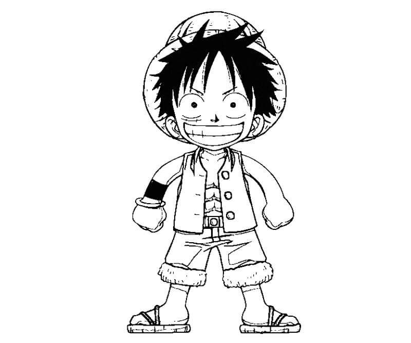 Dibujo de Chibi Luffy Divertido para Colorear