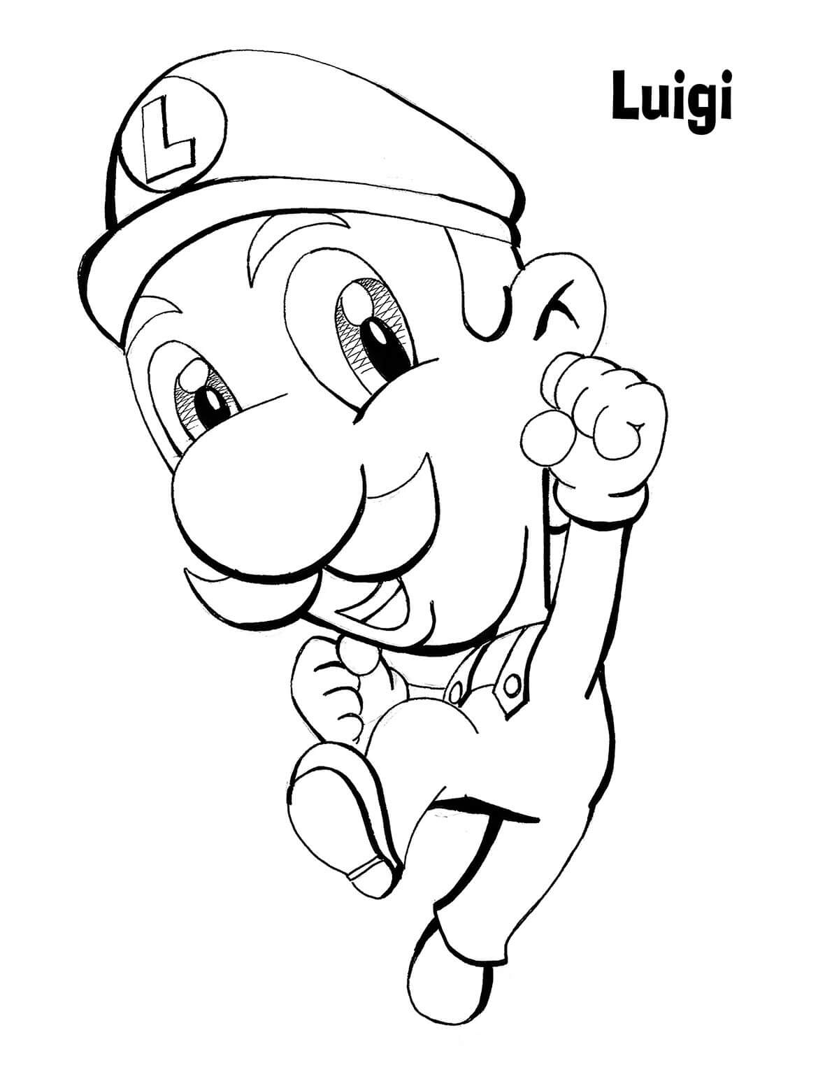Dibujo de Divertido Luigi Saltando para Colorear