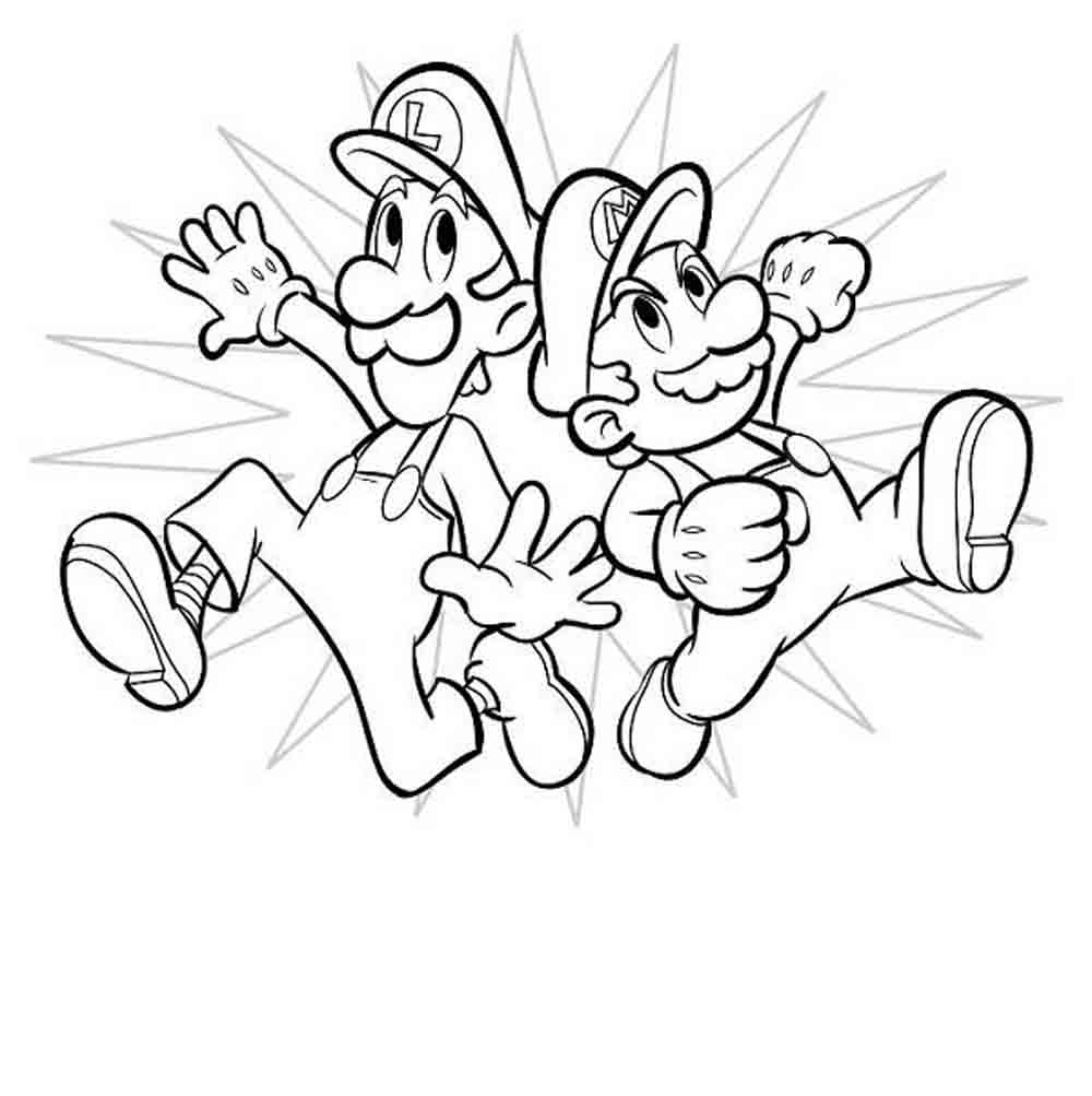 Dibujo de Lindo Luigi y Mario para Colorear