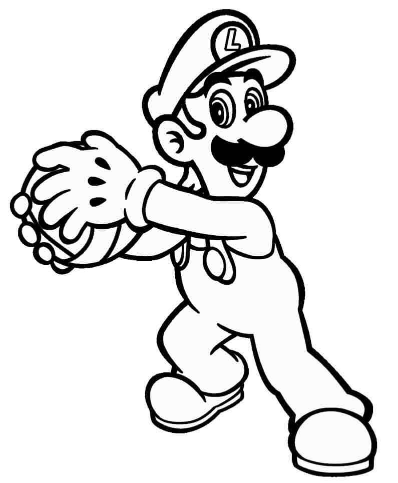 Dibujo de Luigi Sosteniendo la Pelota para Colorear