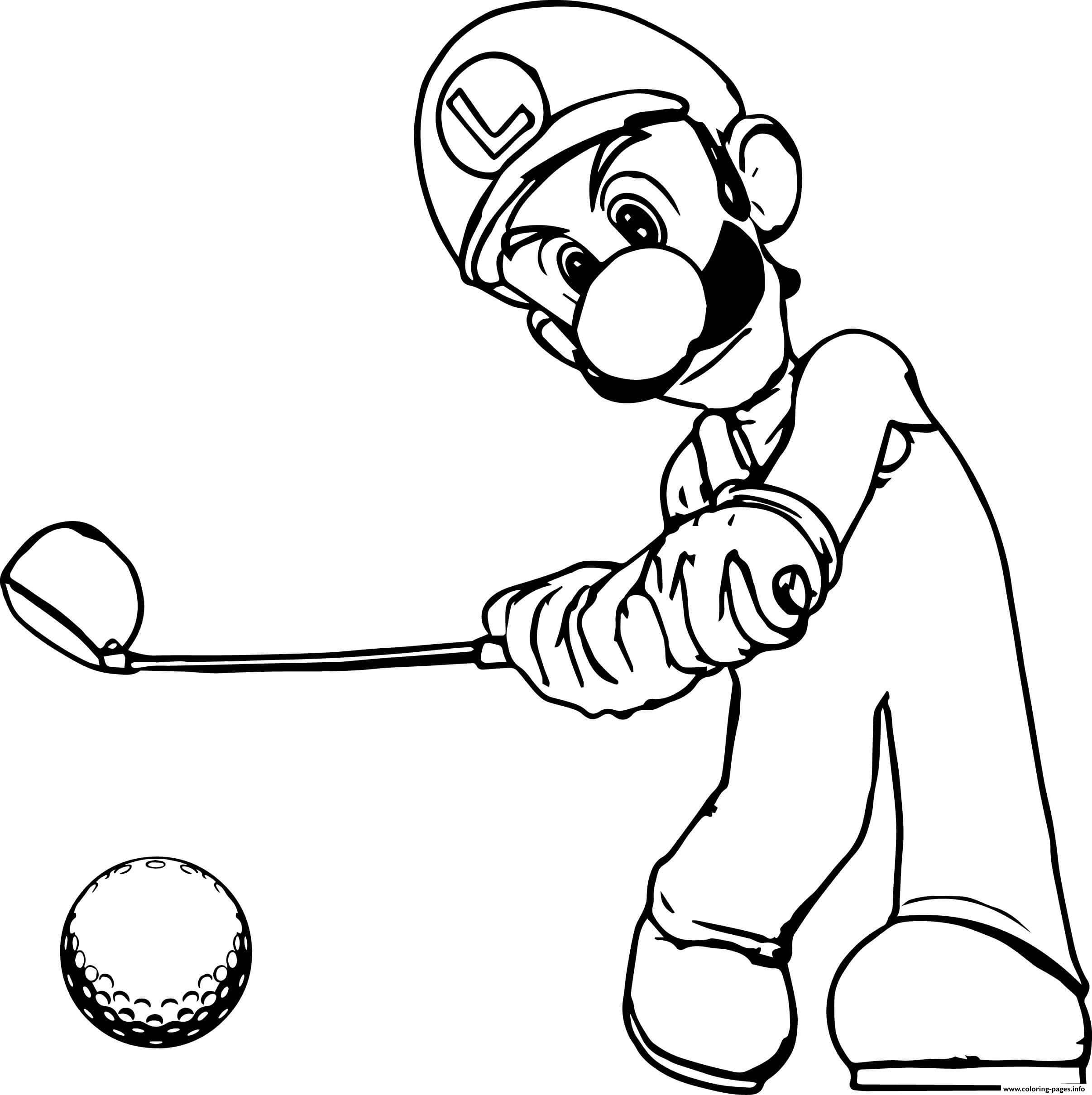 Dibujo de Luigi Jugando al Golf para Colorear
