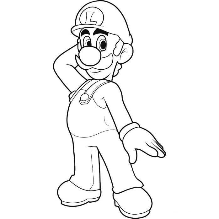 Dibujo de Sonriendo Luigi para Colorear