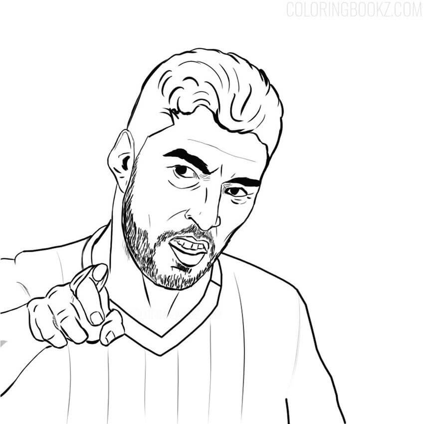Dibujo de Luis Suarez Senalando para Colorear