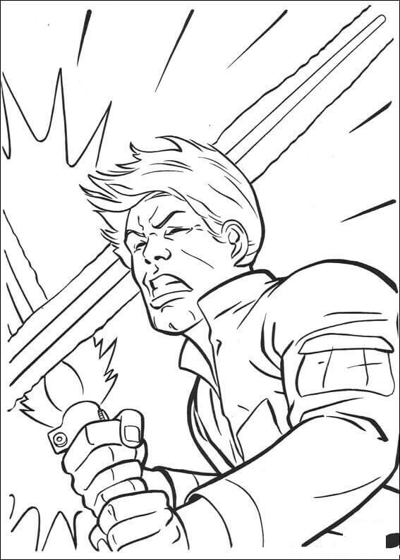 Dibujo de Lucha con Sables de Luz de Luke Skywalker para Colorear