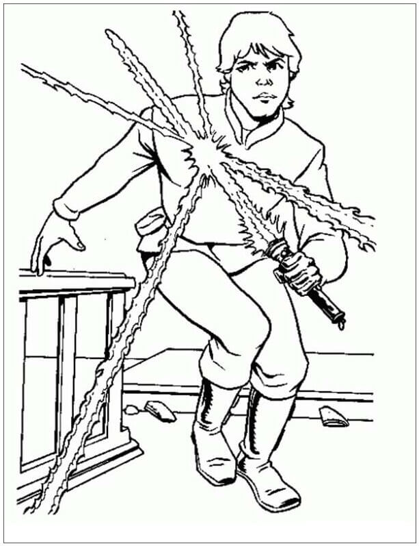 Dibujo de Luke Skywalker Luchando para Colorear