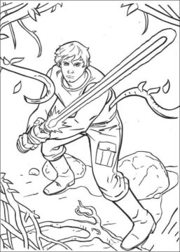 Dibujo de Luke Skywalker Sobre Dagobah para Colorear