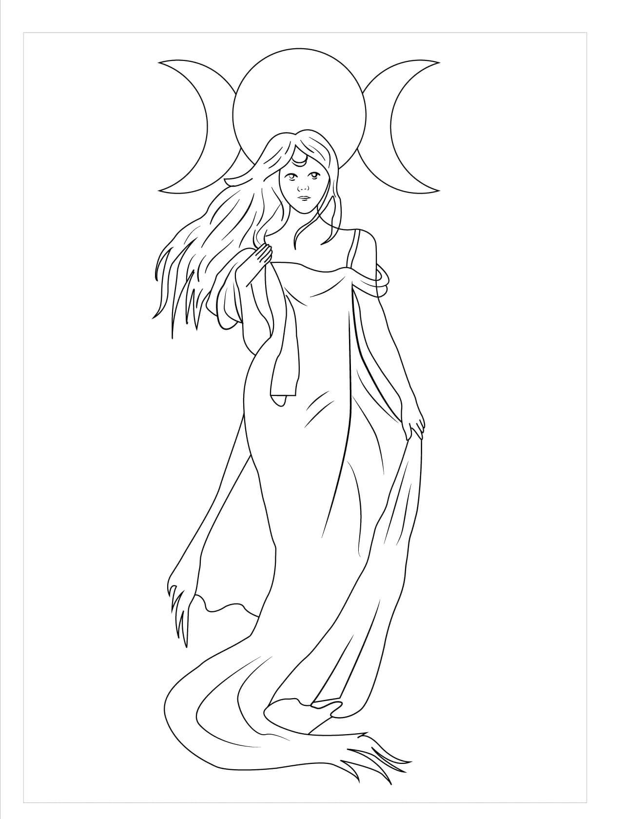 Dibujo de Diosa de la Luna para Colorear