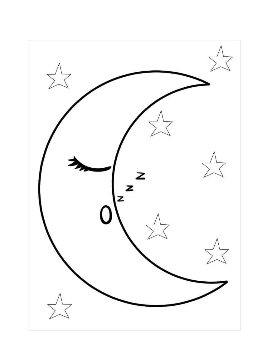 Dibujo de Luna Dormida para Colorear