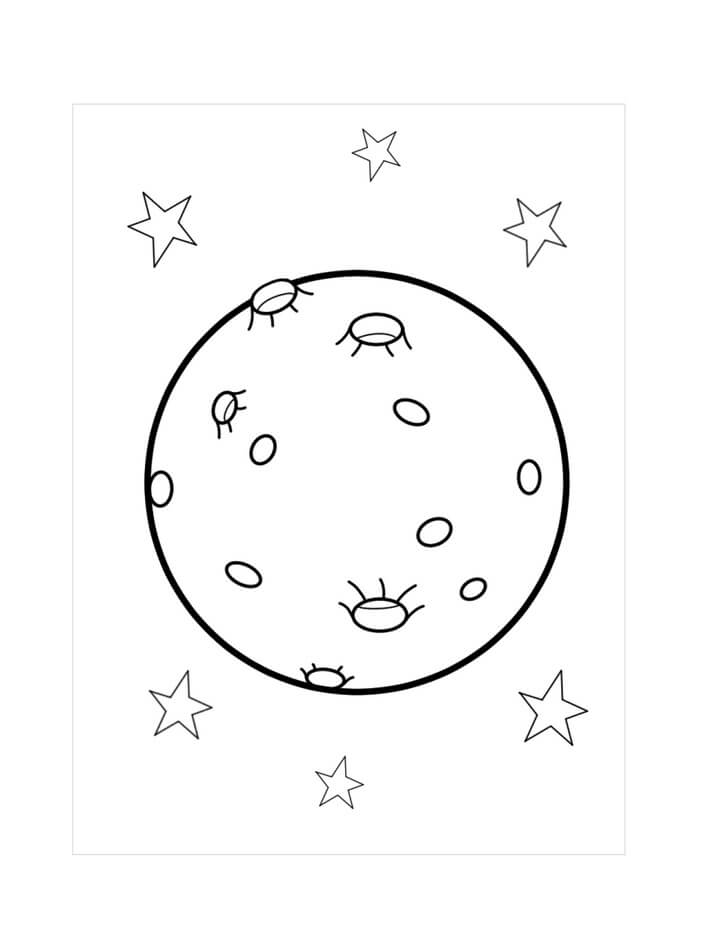 Dibujo de Luna Llena con Estrellas para Colorear