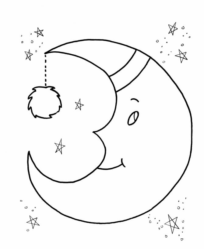 Dibujo de Luna de Navidad 1 para Colorear