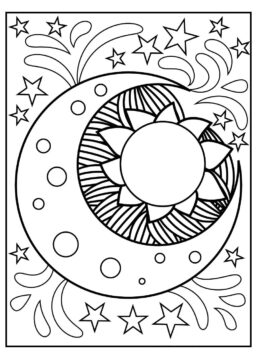 Dibujo de Mandala Sol y Luna para Colorear