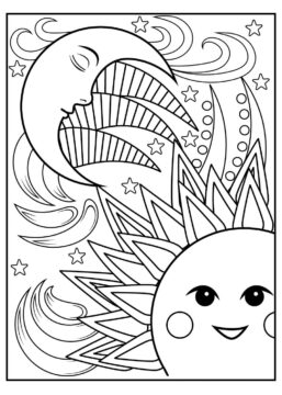 Dibujo de Sol y Luna Es para Adultos para Colorear
