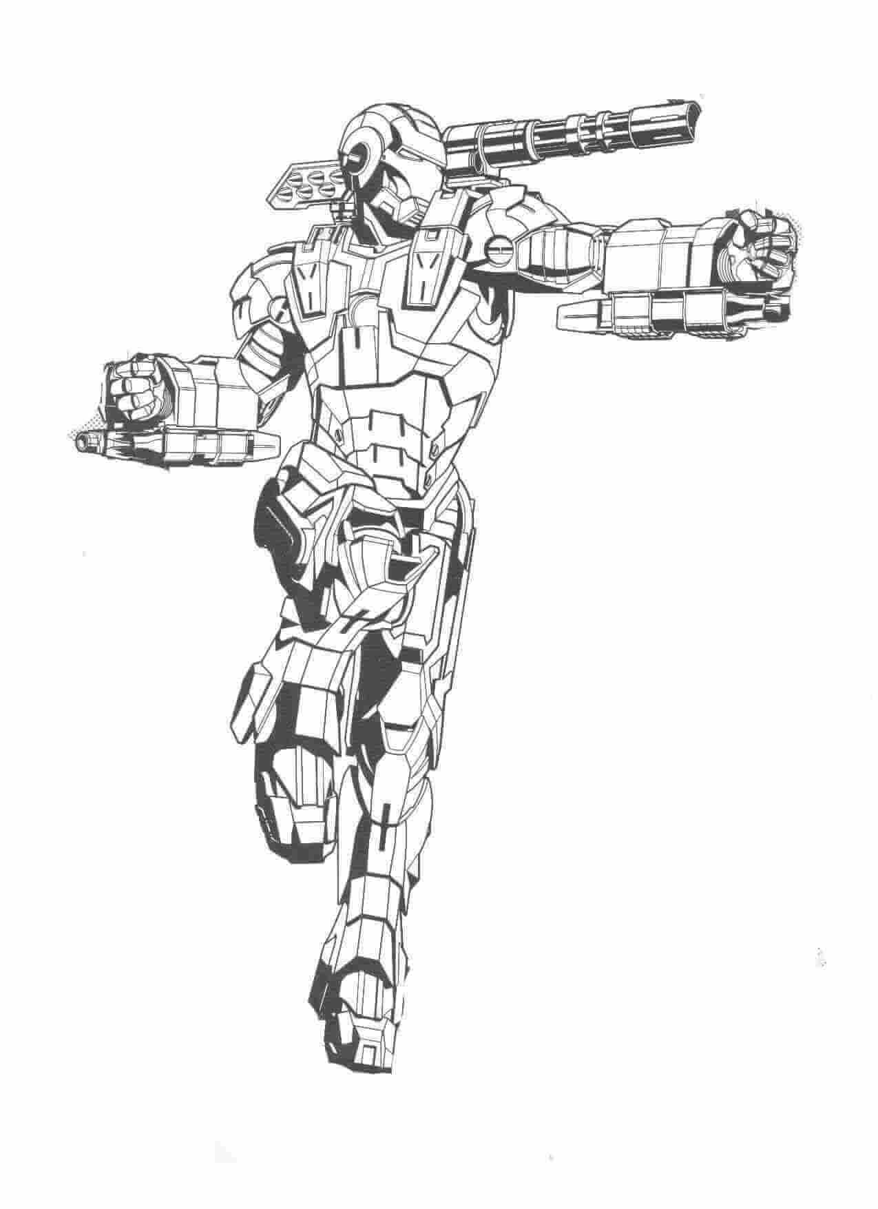 Dibujo de Ironman con Ametralladora para Colorear