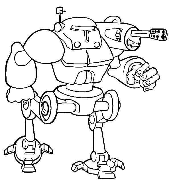 Dibujo de Robot con Ametralladora para Colorear