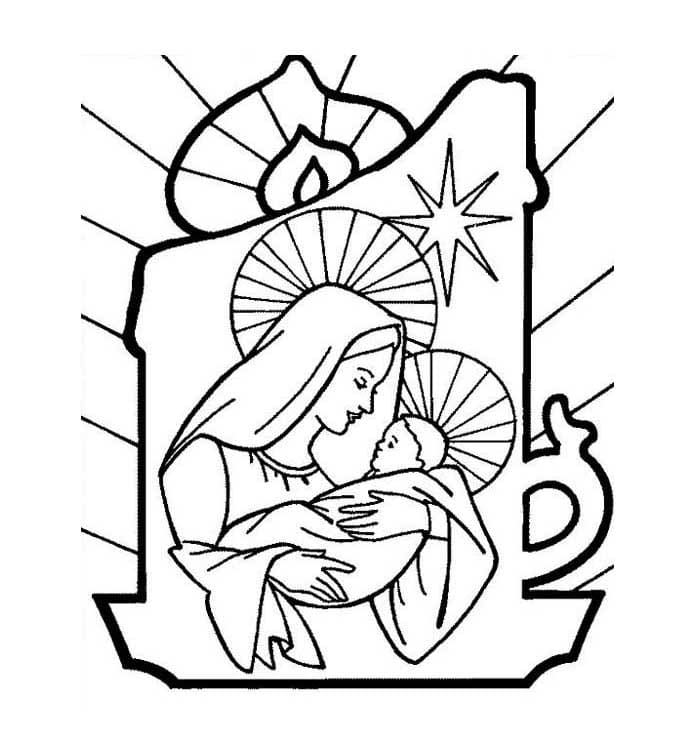 Dibujo de Esquema de la Madre de Jesús para Colorear