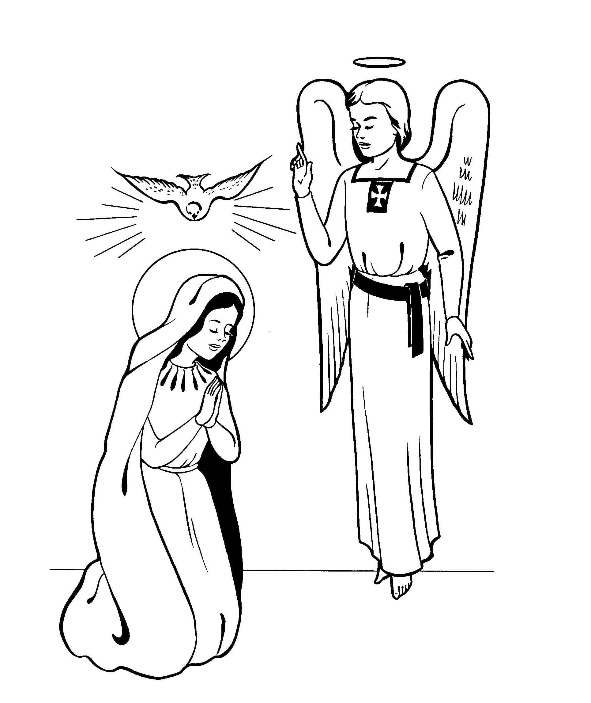 Dibujo de Imagen Madre de Jesús Gratis para Colorear