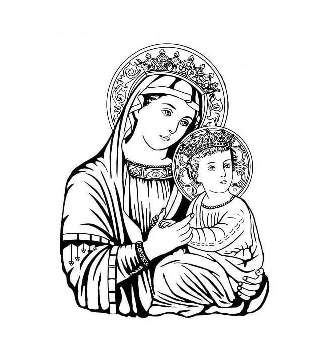 Dibujo de Imagen Madre de Jesús para Colorear