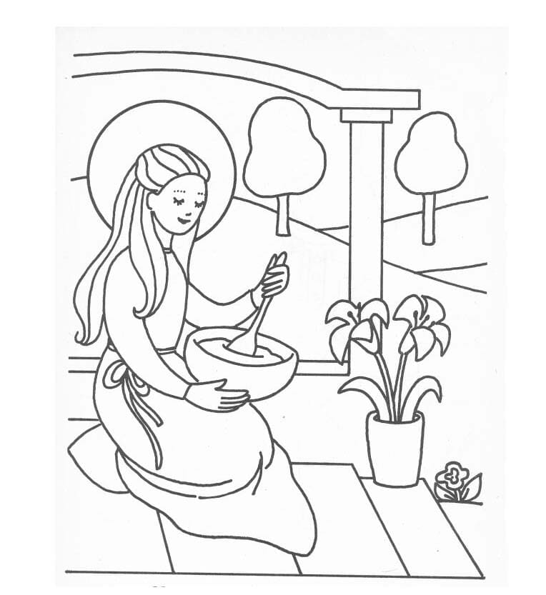 Dibujo de Imprimible Madre de Jesús para Colorear