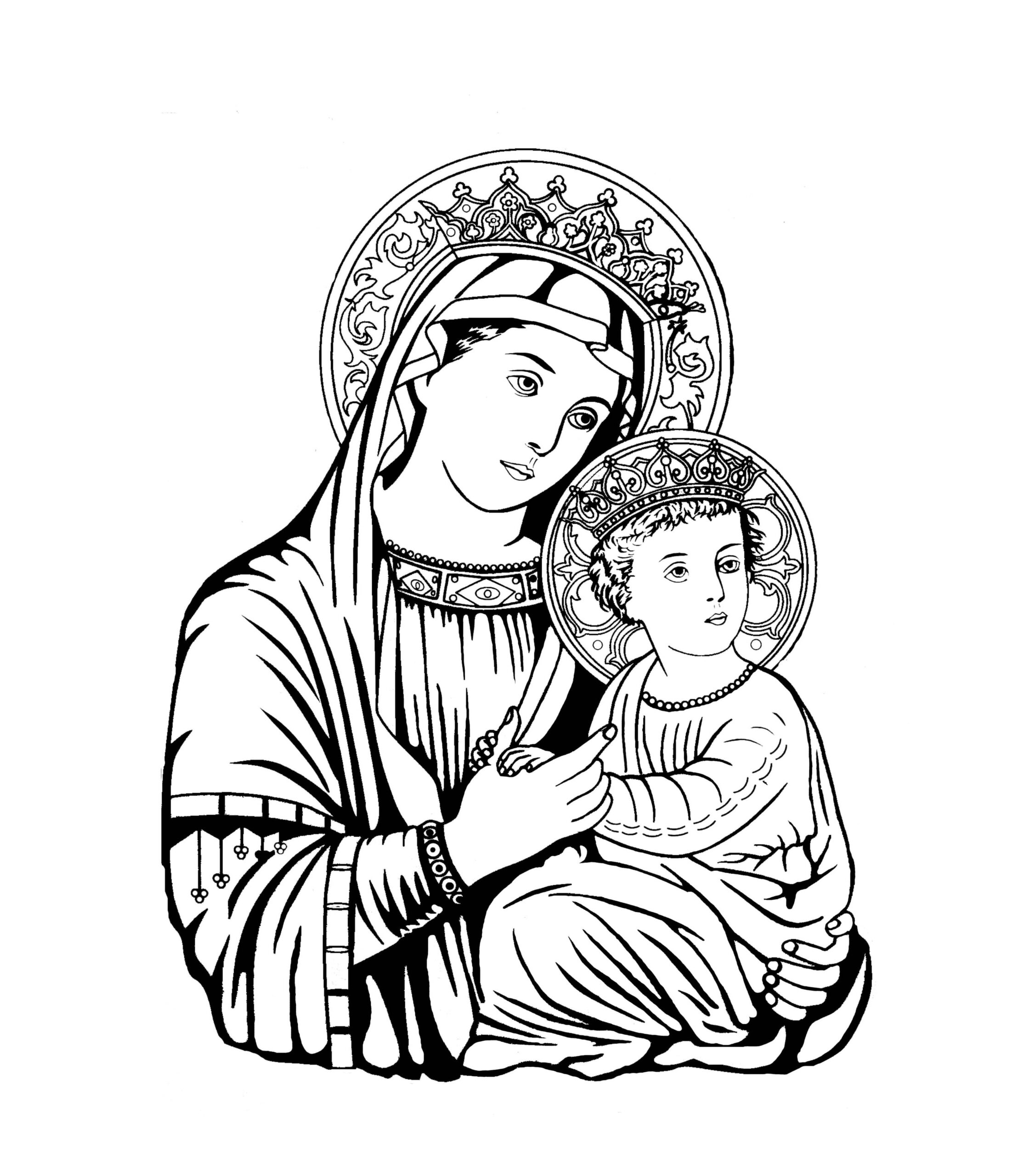 Dibujo de Imprimir Madre de Jesús imagen Hd para Colorear Scaled para Colorear