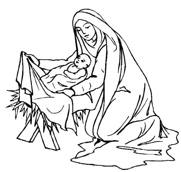 Dibujo de Imprimir Madre de Jesús para Colorear