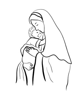 Dibujo de Imprimir Madre de Jesús para niños para Colorear