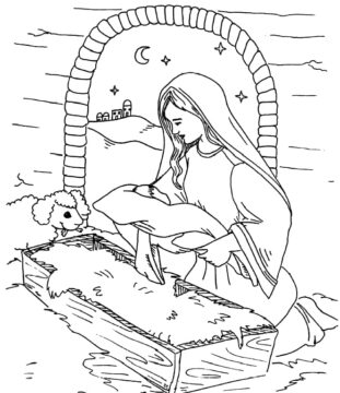 Dibujo de Madre de Jesús para Colorear