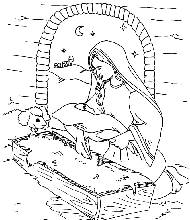 Dibujo de Madre de Jesús para Colorear