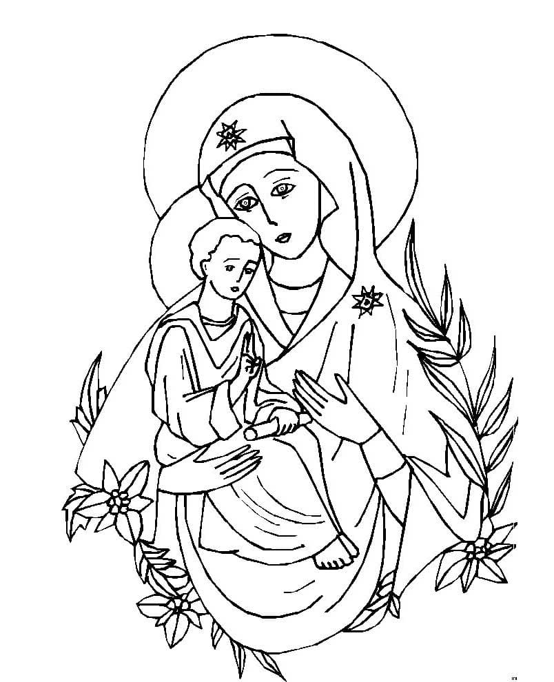 Dibujo de Madre Libre de Jesús para Colorear