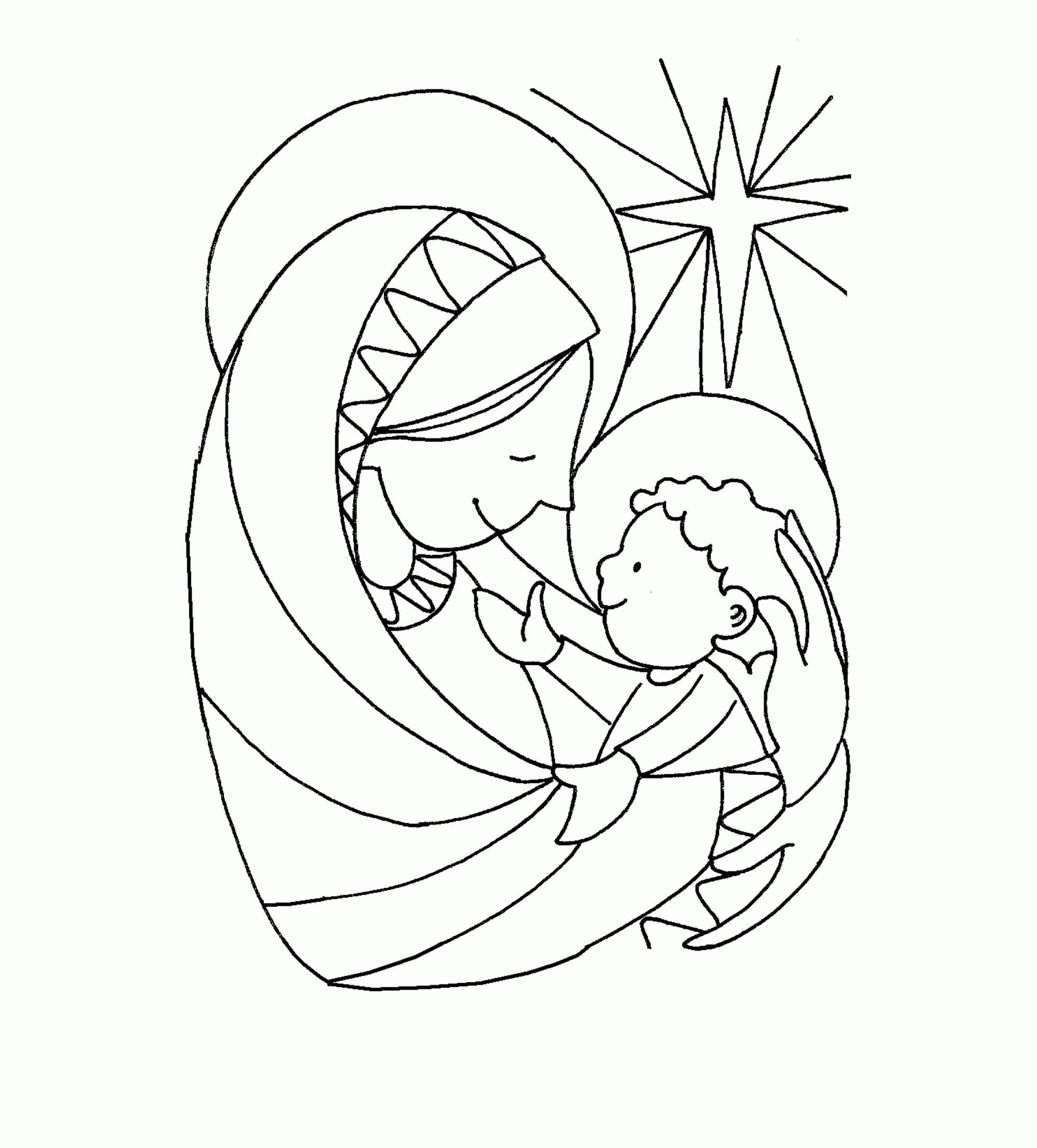 Dibujo de Linda Madre de Jesús para Colorear