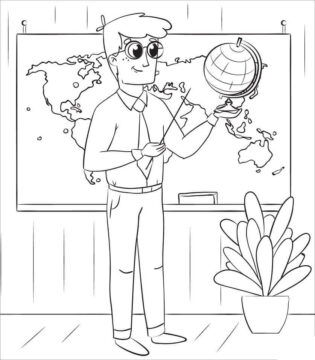 Dibujo de Profesor de geografía para Colorear
