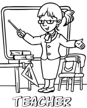 Dibujo de Profesora Feliz para Colorear