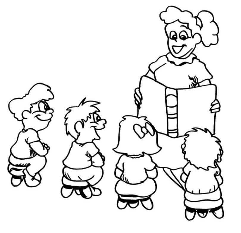 Dibujo de Profesora Sonriendo para Colorear