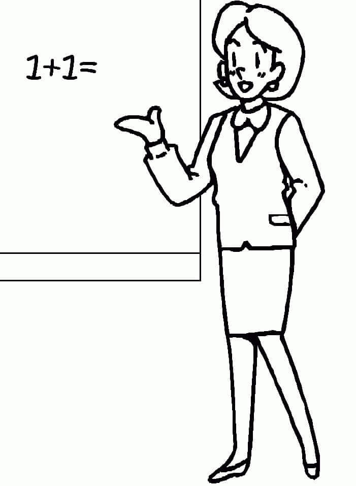 Dibujo de Profesora de matemáticas para Colorear