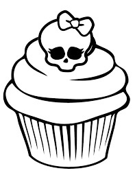 Dibujo de Calavera en Cupcake para Colorear