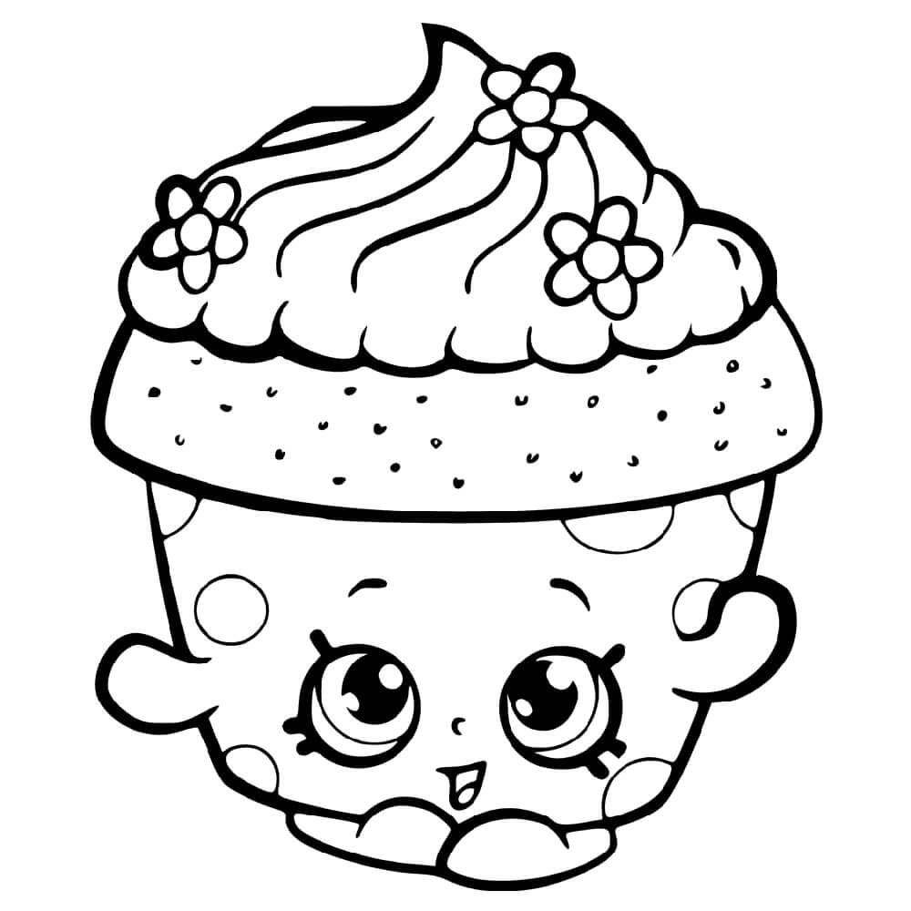 Dibujo de Cupcake Petalo Shopkin para Colorear