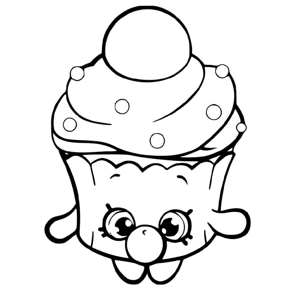 Dibujo de Cupcake de Burbujas Shopkin para Colorear