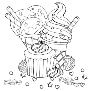 Dibujo de Magdalena y Dulces para Colorear