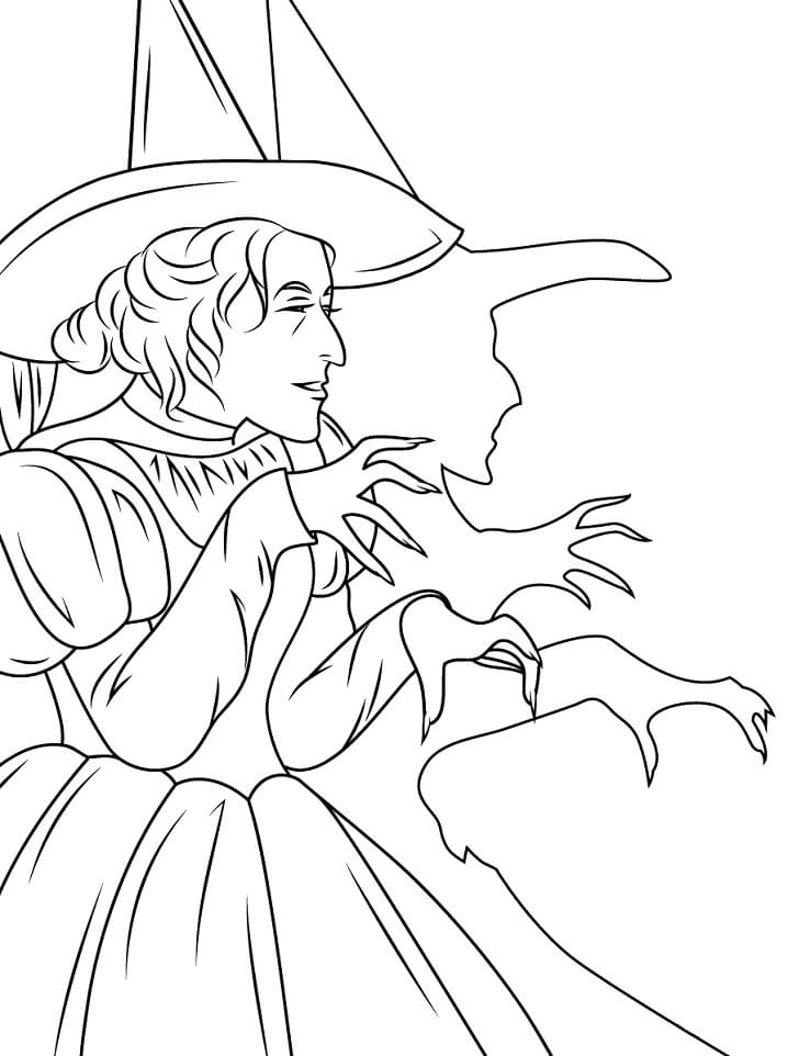 Dibujo de Mago de Oz Malvada Bruja para Colorear