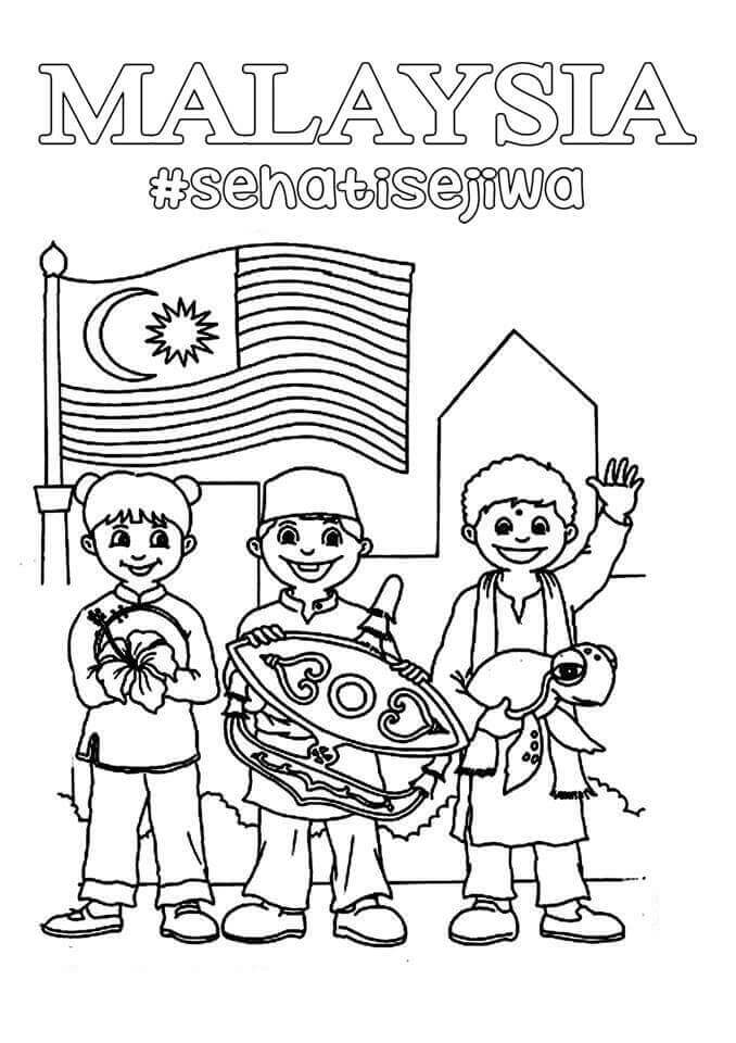 Dibujo de Estudiante Malasio para Colorear