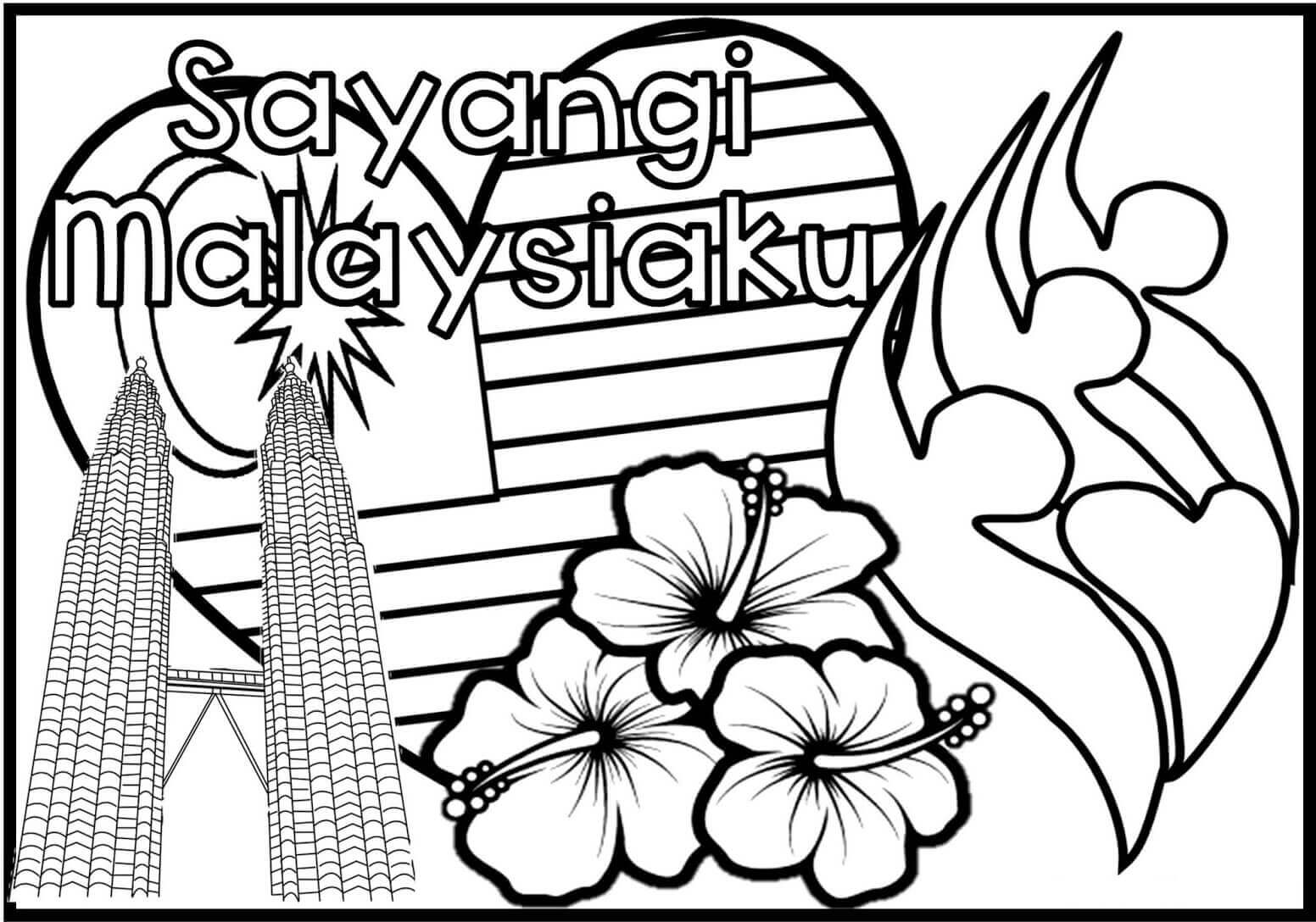 Dibujo de Malasia con Flor para Colorear