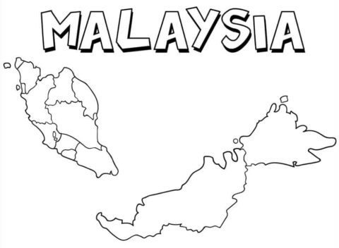 Dibujo de Mapa de Malasia 1 para Colorear