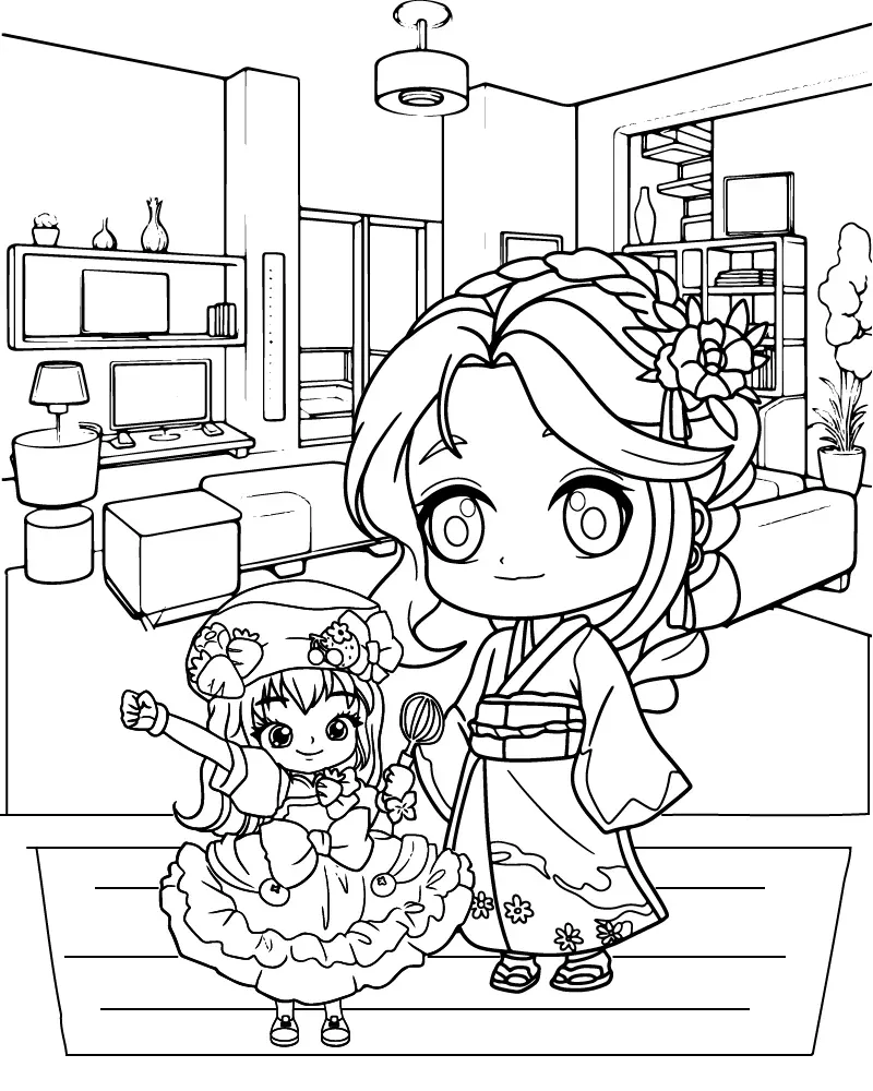 Dibujo de Imgi 11 Mom And Daughter Chibipng para Colorear