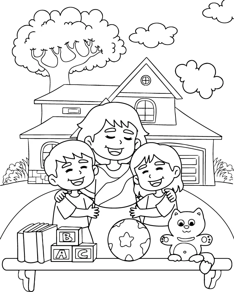 Dibujo de Imgi 16 Mom And Daughter Holidaypng para Colorear