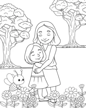 Dibujo de Imgi 17 Mom And Daughter Huggingpng para Colorear