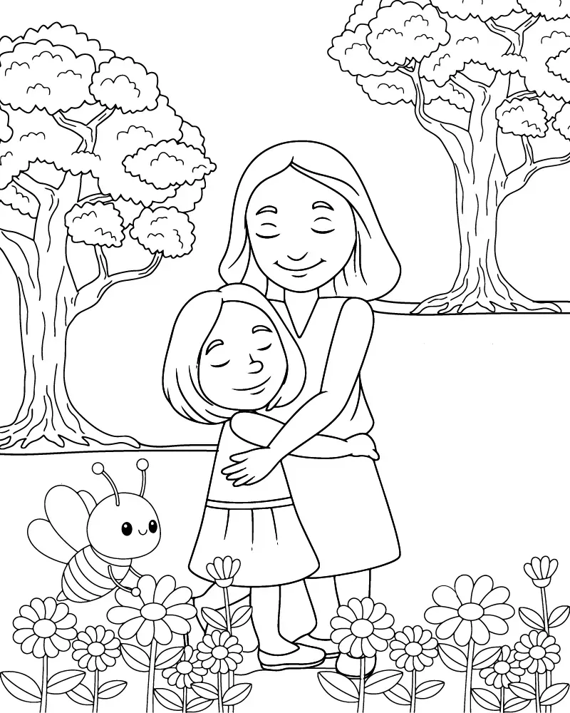 Dibujo de Imgi 17 Mom And Daughter Huggingpng para Colorear